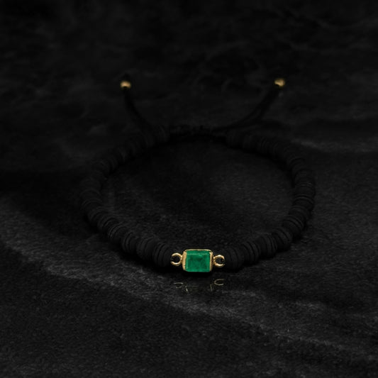 Pulsera Tejida / Esmeralda Colombiana / Oro 18K