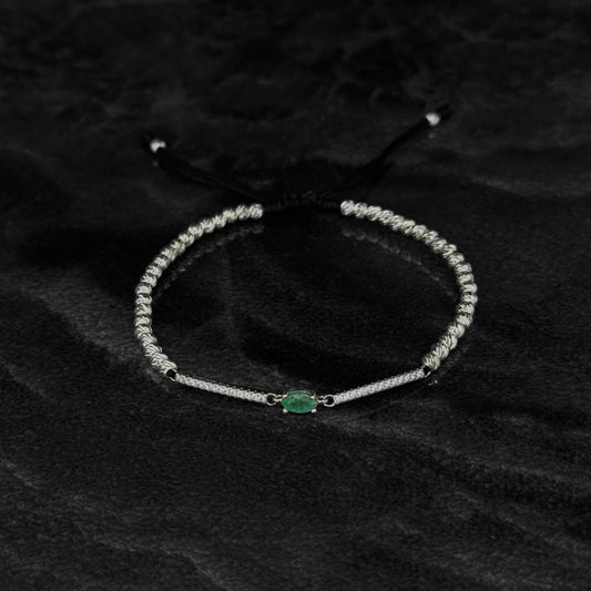 Pulsera Tejida / Esmeralda Colombiana / Plata 925