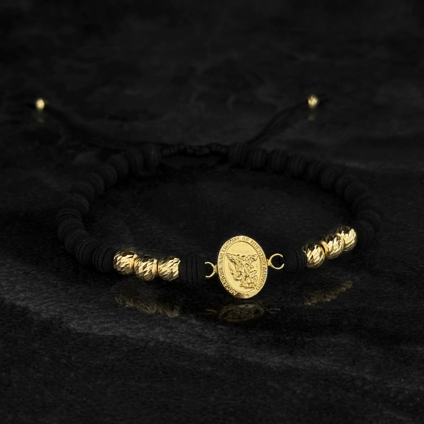 Pulsera Tejida de Lujo / San Miguel Arcángel / Oro 18K