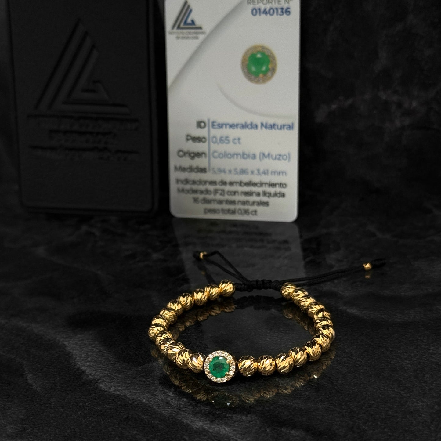 Pulsera Tejida de Alta Joyería / Esmeralda Colombiana / Diamantes Naturales / Oro 18K