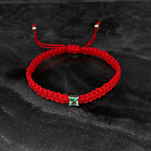 Pulsera Tejida / Esmeralda Colombiana / Plata 925