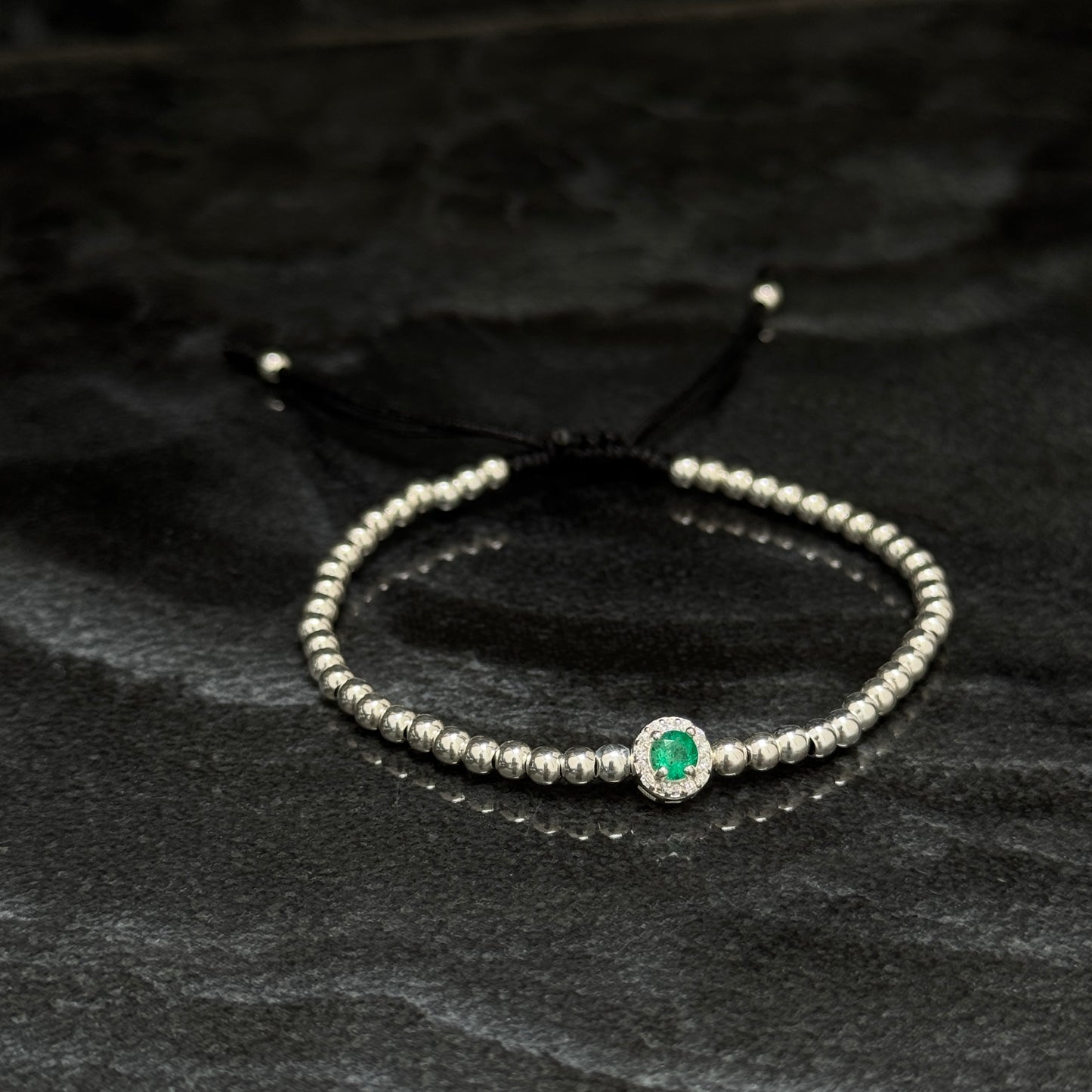 Pulsera Tejida / Esmeralda Colombiana / Plata 925