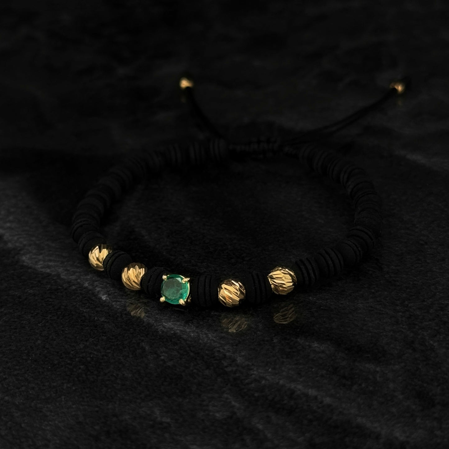 Pulsera Tejida Exclusiva / Esmeralda Colombiana / Oro 18K