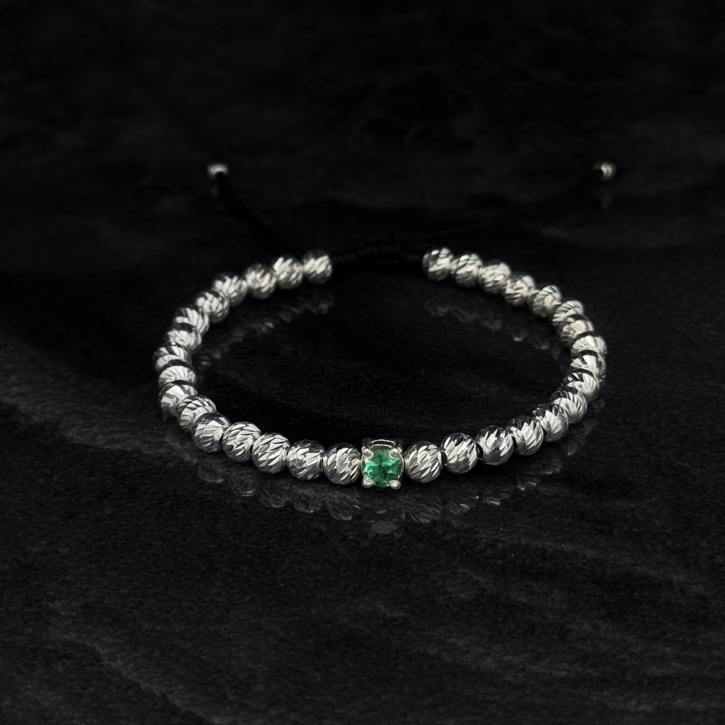Pulsera Tejida de Lujo / Esmeralda Colombiana / Plata 925