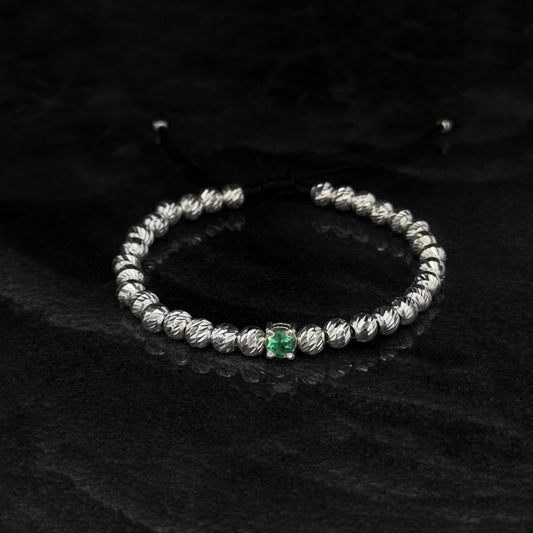 Pulsera Tejida de Lujo / Esmeralda Colombiana / Plata 925