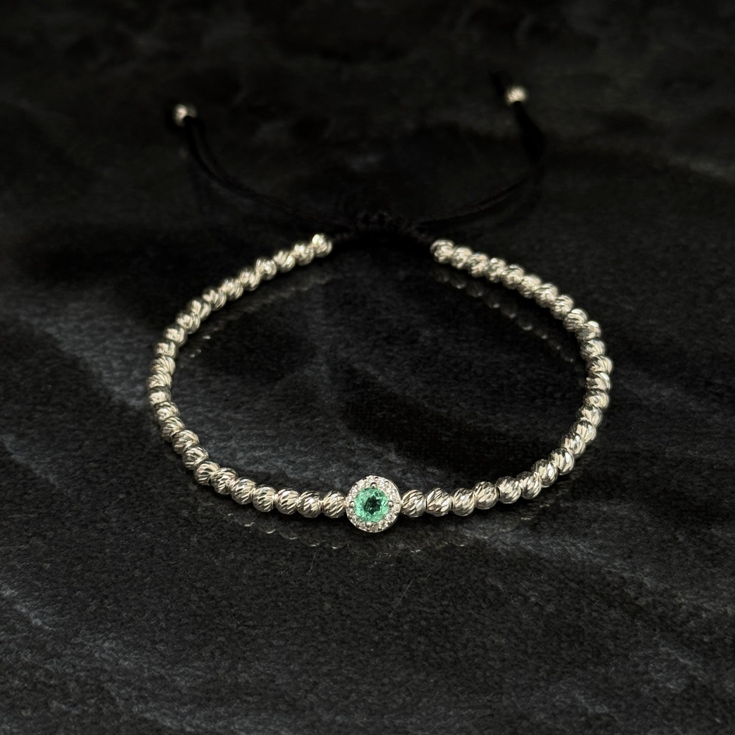 Pulsera Tejida / Esmeralda Colombiana / Plata 925