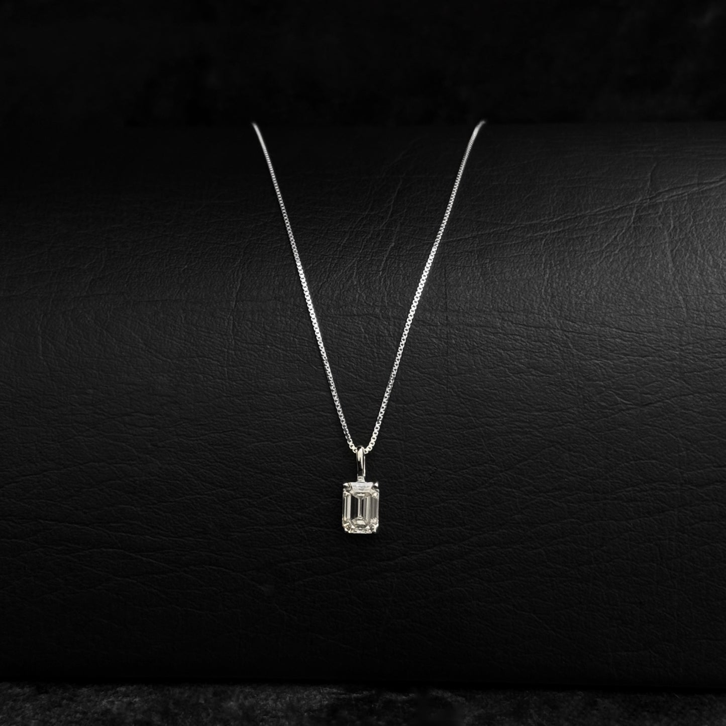Cadena Veneciana & Dije Moissanita Esmeralda / Plata 925