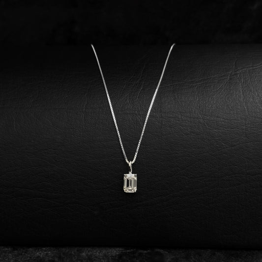 Cadena Veneciana & Dije Moissanita Esmeralda / Plata 925