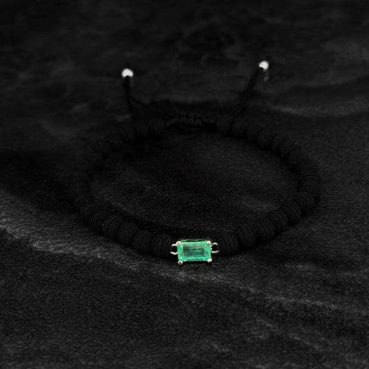 Pulsera Tejida de Lujo / Esmeralda Colombiana Certificada / Oro Blanco 18K