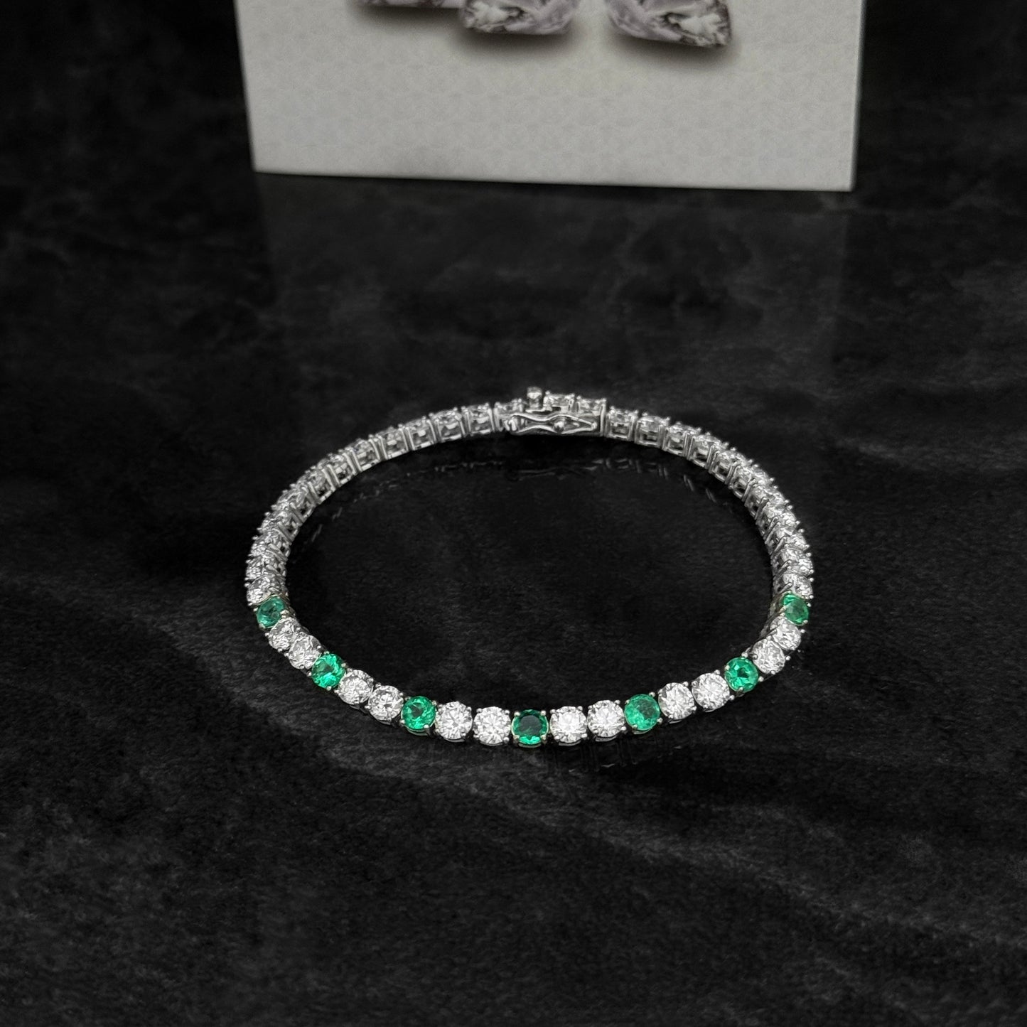 Pulsera Tenis Exclusiva / Esmeraldas Colombianas / Moissanitas Lab 4mm / Plata 925