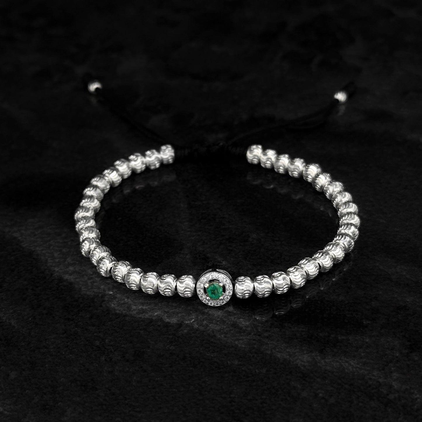 Pulsera Tejida de Lujo / Esmeralda Colombiana / Plata 925