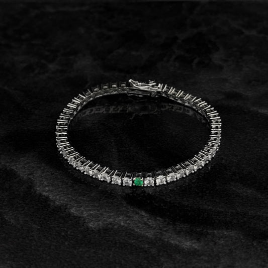 Pulsera Tenis 16cm x 3mm / Esmeralda Colombiana / Circones / Plata 925
