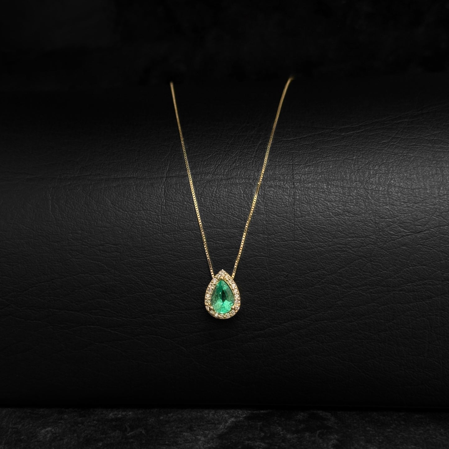 Set Alta Joyería / Cadena Veneciana / Dije Esmeralda & Diamantes Certificados / Oro 18K
