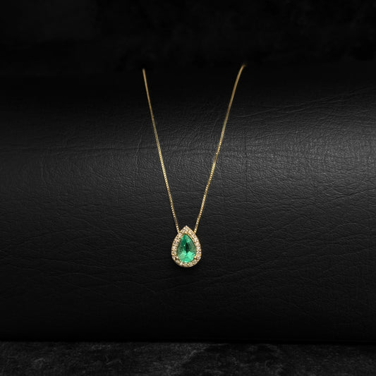 Set Alta Joyería / Cadena Veneciana / Dije Esmeralda & Diamantes Certificados / Oro 18K