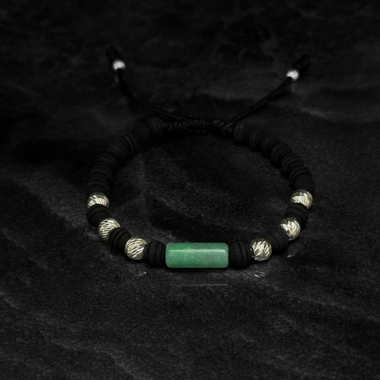 Pulsera Tejida / Cilindro de Esmeralda Colombiana / Plata 925