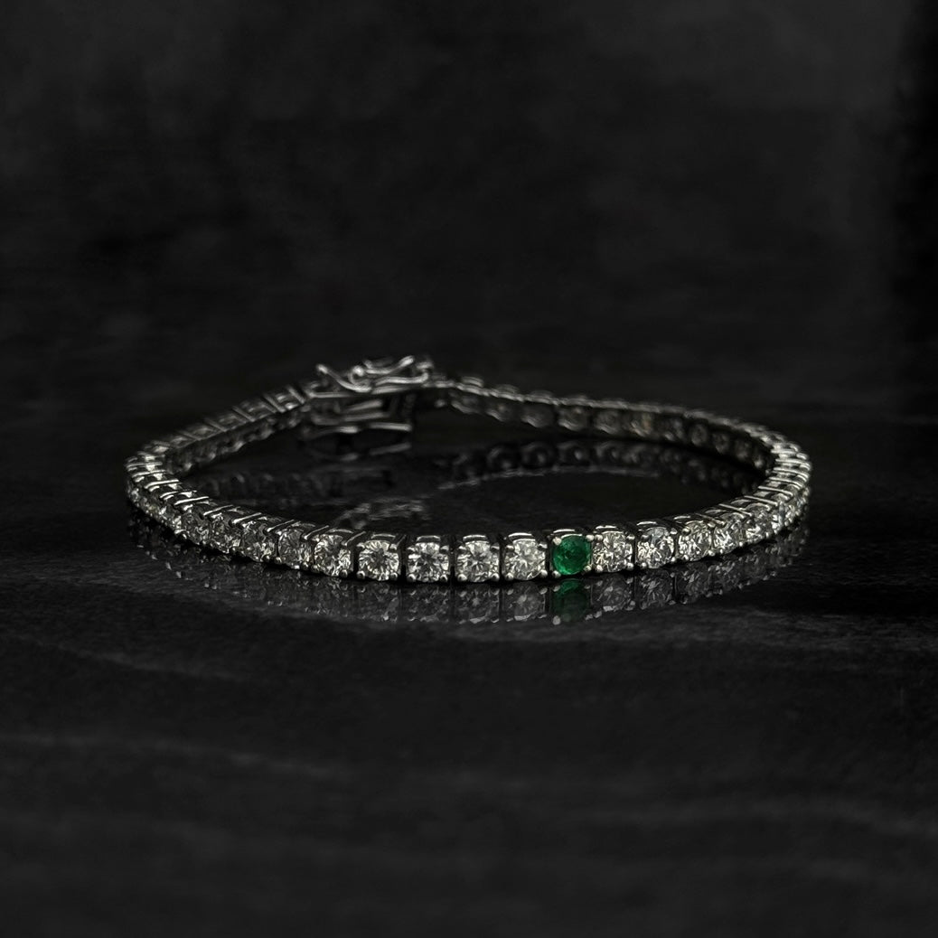 3mm Tennis Bracelet / Moissanites / Emerald / 925 Silver