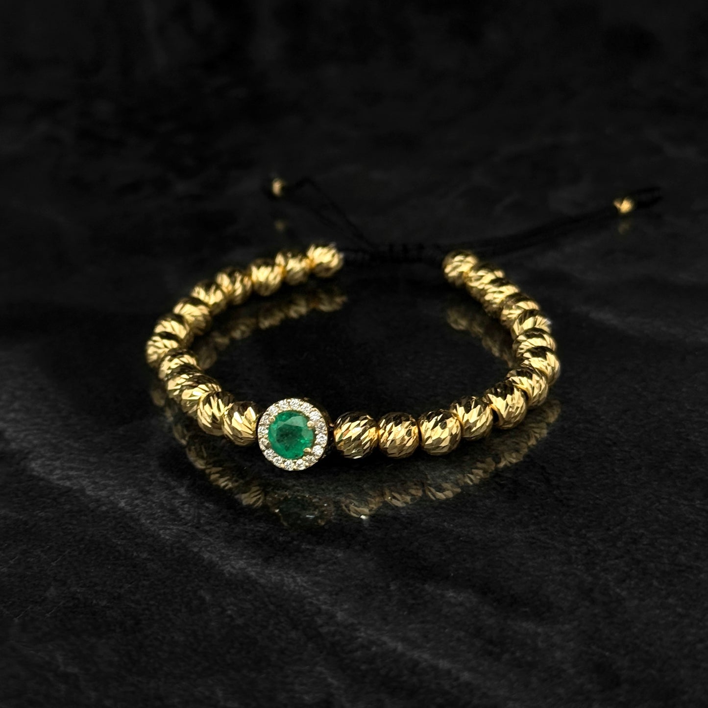 Pulsera Tejida de Alta Joyería / Esmeralda Colombiana / Diamantes Naturales / Oro 18K