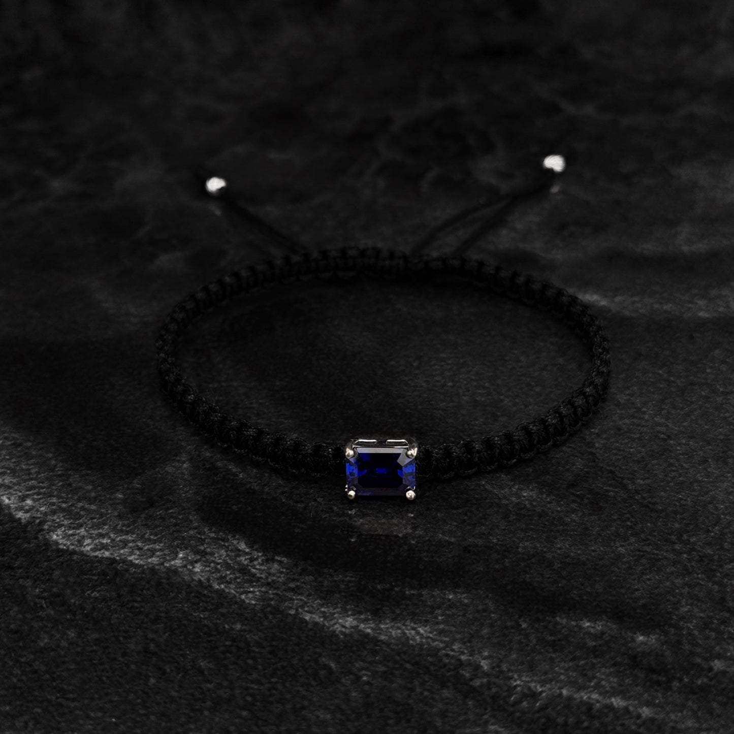 Pulsera Tejida Exclusiva / Zafiro de Laboratorio / Plata 925