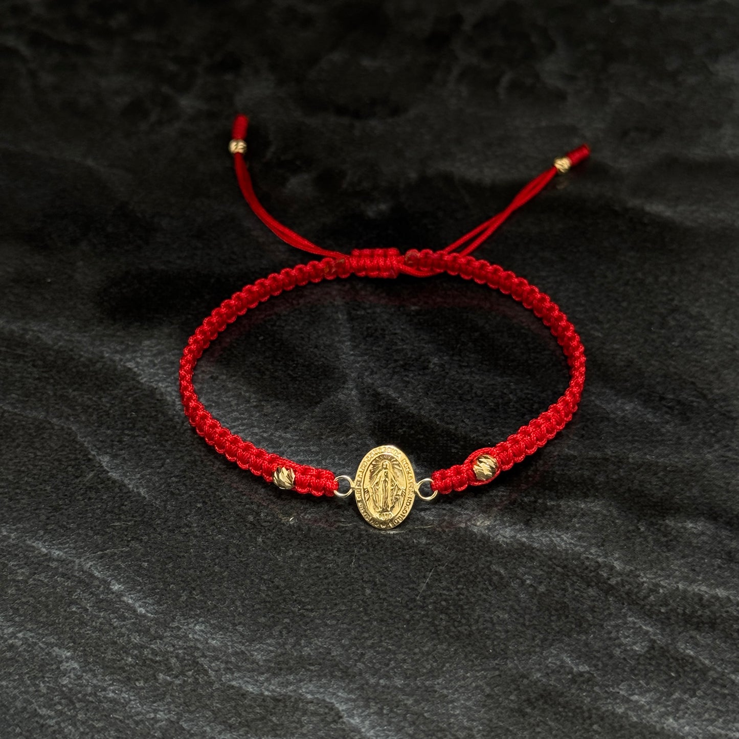 Pulsera Tejida / Virgen / Balines Oro 18K