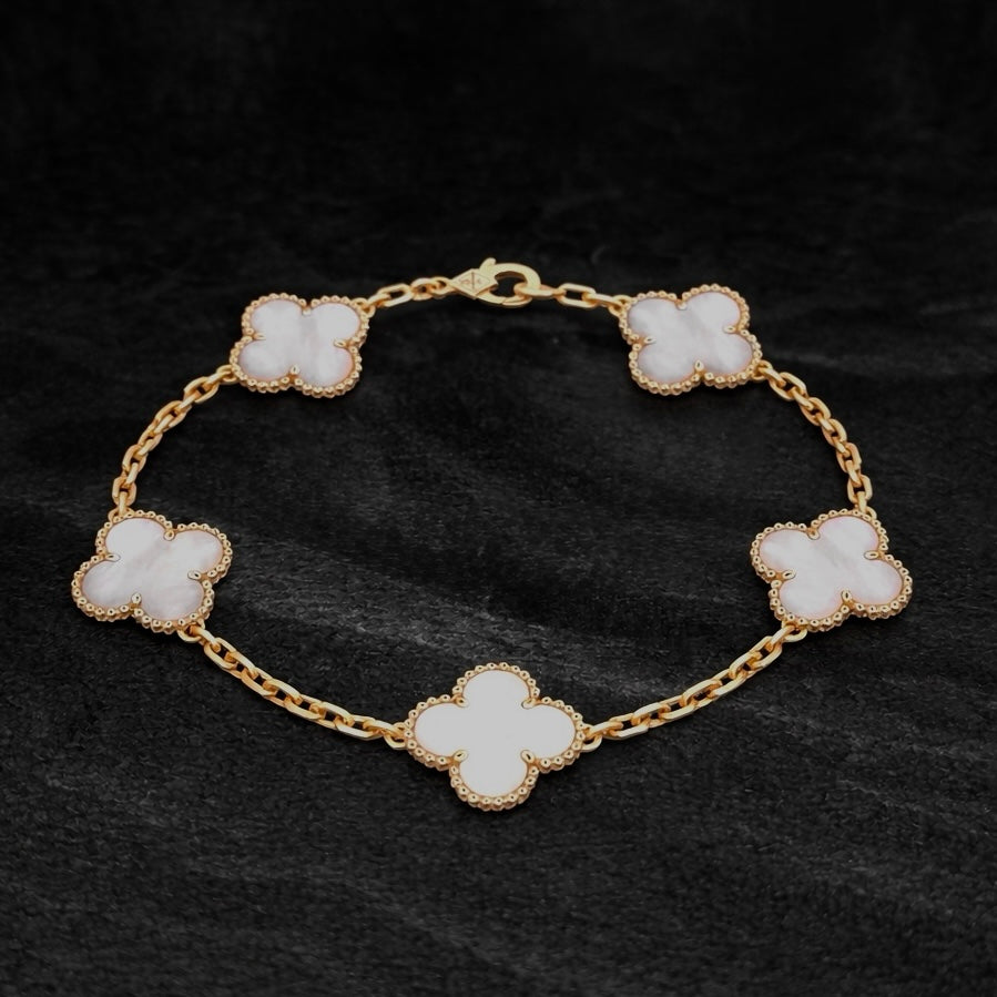 Pulsera Lucky Clover “White” / Oro Rosa 18K